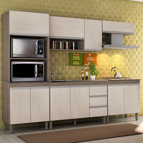 Cozinha Modulada 5 Módulos Karen 7650 Malbec Avelã Peternella