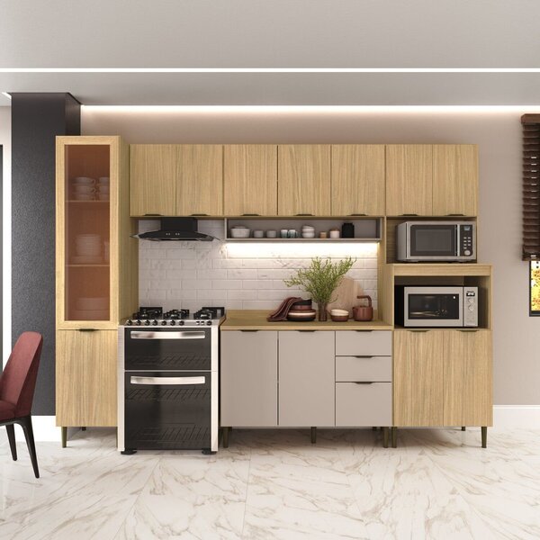 Cozinha Modulada 5 Peças 14 Portas 2 Gavetas Balcão Com Tampo