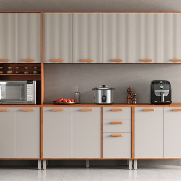 Cozinha Modulada 5 Peças 14 Portas 2 Gavetas Paneleiro Para F