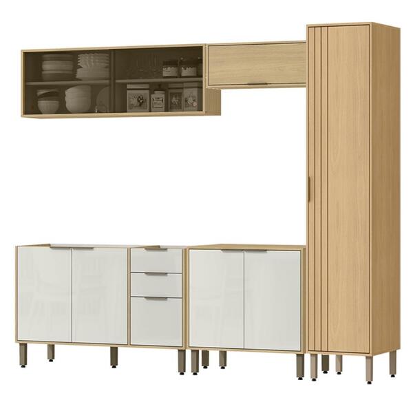Cozinha Modulada 5 Pecas 249 Cm Mdp Glor Branco Neve Mxm