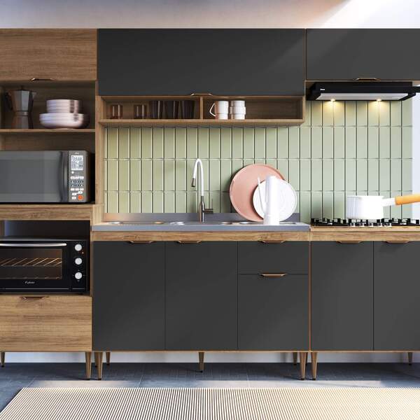 Cozinha Modulada 5 Peças 253cm Com Torre Forno Linha Veneza V