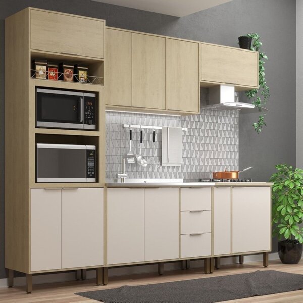 Cozinha Modulada 5 Peças 2 Balcões 2 Armários Aéreos 1 Panele