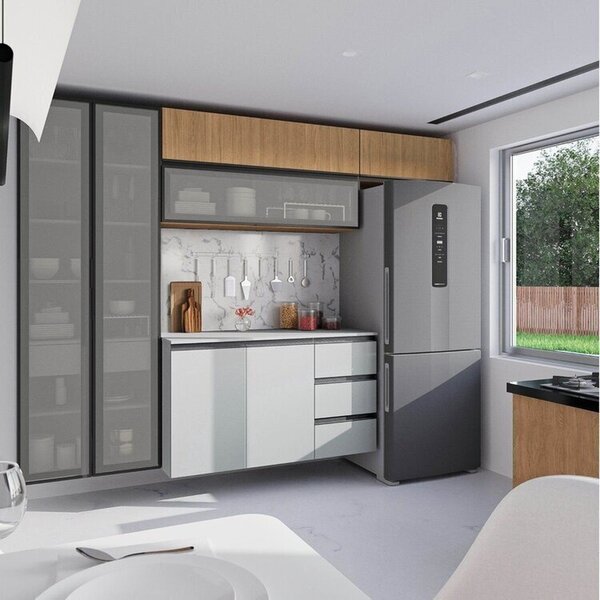 Cozinha Modulada 5 Peças 3 Aéreos 1 Balcão 1 Cristaleira Nara