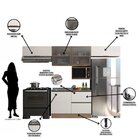 Cozinha Modulada 5 Peças 5 Portas 3 Gavetas Com Balcão Para P