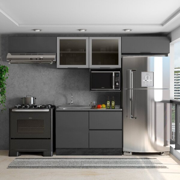 Cozinha Modulada 5 Peças 5 Portas 3 Gavetas Com Balcão Para P