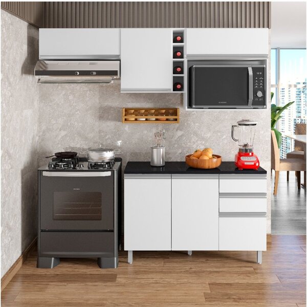 Cozinha Modulada 5 Peças 6 Portas 2 Gavetas Balcão Com Tampo