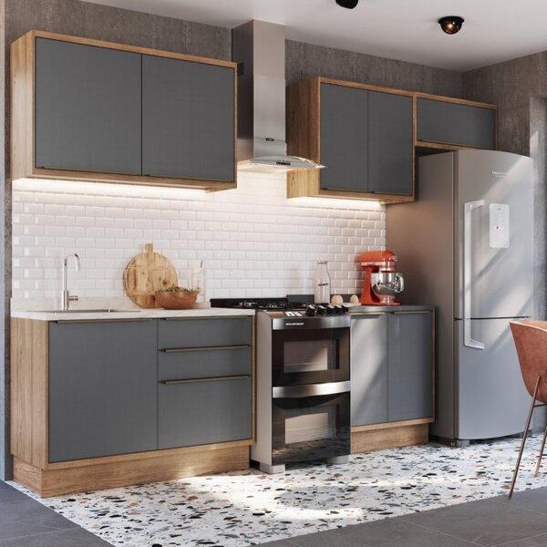 Cozinha Modulada 5 Peças 8 Portas 3 Gavetas Com Divisor De Ta