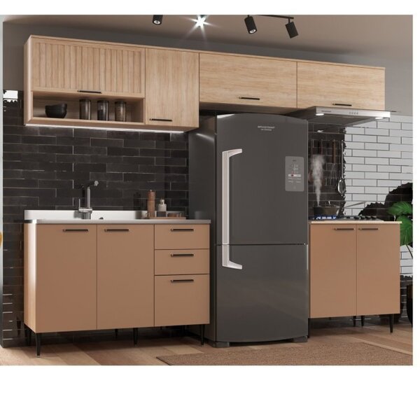 Cozinha Modulada 5 Peças 9 Portas 2 Gavetas Amalia Aveiro Oak