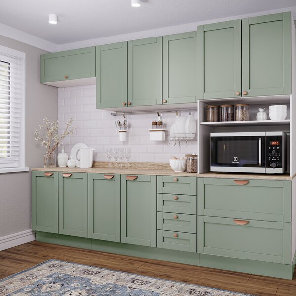 Cozinha Modulada 5 Peças Arizona Cabecasa Madeiramadeira Verde Menta ...