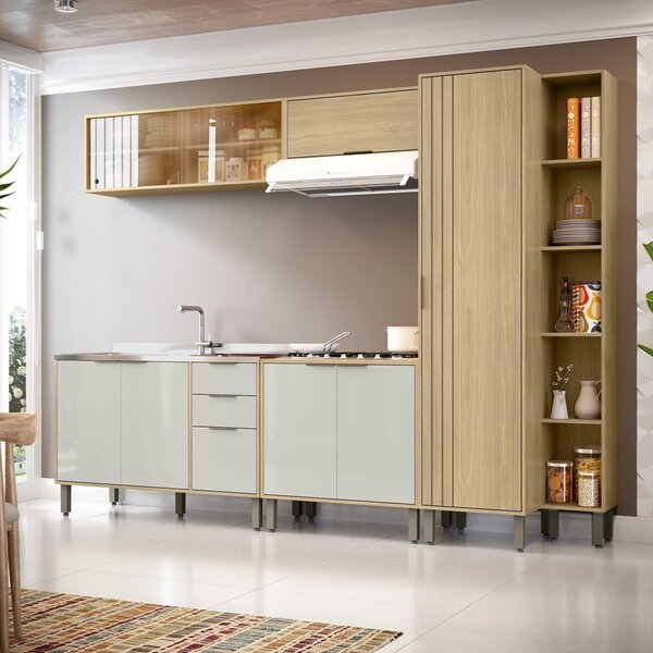 Cozinha Modulada 5 Peças Com Aéreo 1200 Portas Deslizantes E