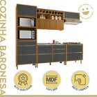 Cozinha Modulada 5 Peças Ripado Baronesa  100% Mdf Freijó/gra