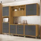 Cozinha Modulada 5 Peças Ripado Imperatriz 100% Mdf Freijó/gr