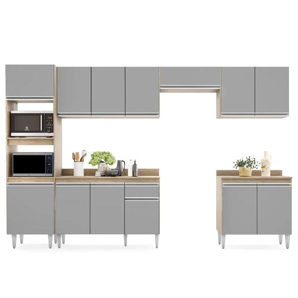 Cozinha Modulada 6 Módulos Composição 8 Castanho/cinza - Lumi