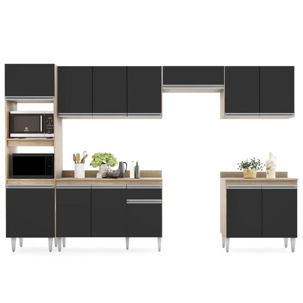 Cozinha Modulada 6 Módulos Composição 8 Castanho/preto - Lumi
