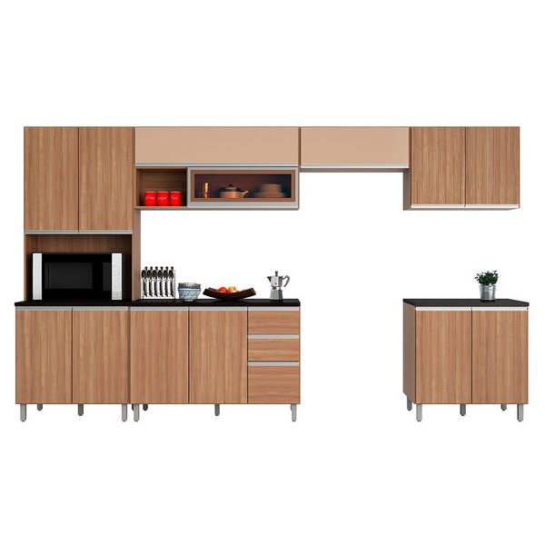 Cozinha Modulada 6 Peças 14 Portas 2 Gavetas Com Torre Quente
