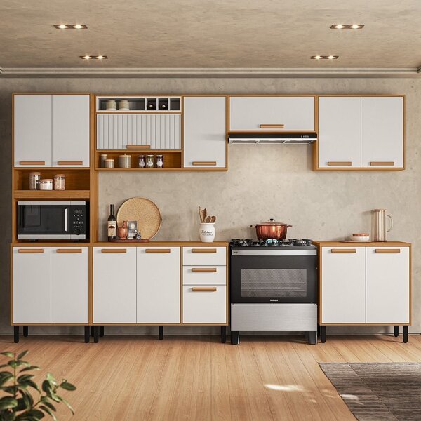 Cozinha Modulada 6 Peças 14 Portas 2 Gavetas Nicho Para Forno