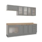 Cozinha Modulada 6 Peças 1 Tampo, Portas De Vidro E Balcão Ar