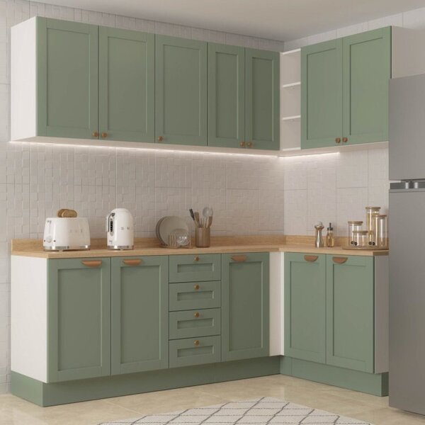 Cozinha Modulada 6 Peças 3 Armários Aéreos E Nichos, 3 Balcõe