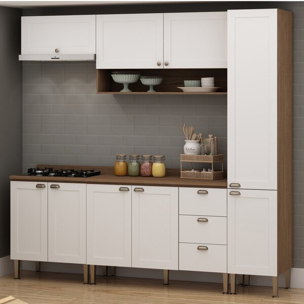 Cozinha Modulada 6 Peças Com Tampo 9 Portas 3 Gavetas Itapema