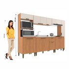 Cozinha Modulada 6 Peças Iara 300cm X 193cm X 53cm Freijó/off