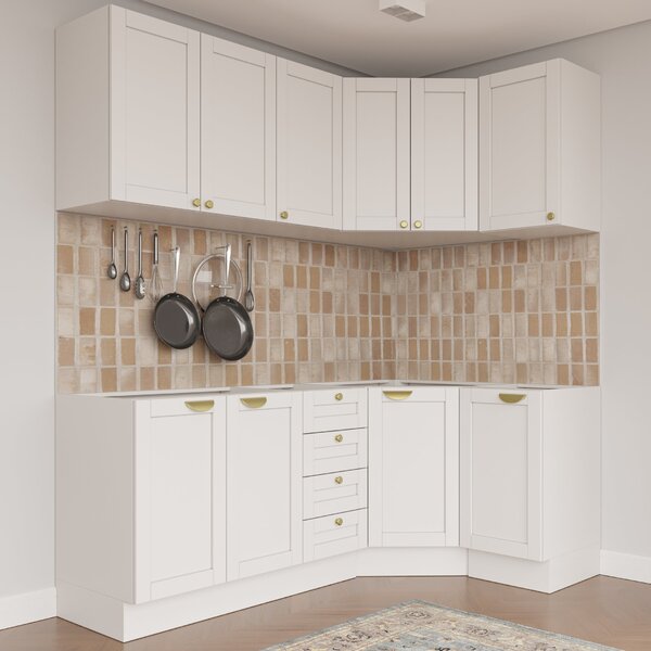 Cozinha Modulada 6 Peças Sem Tampo 3 Aéreos 6 Portas E 3 Balc