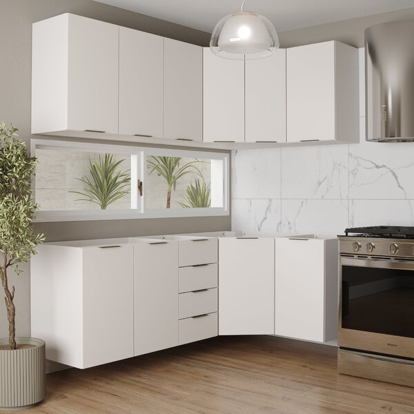 Cozinha Modulada 6 Peças Sem Tampo 3 Aéreos 6 Portas E 3 Balc