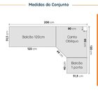 Cozinha Modulada 6 Peças Sem Tampo 3 Aéreos 6 Portas E 3 Balc
