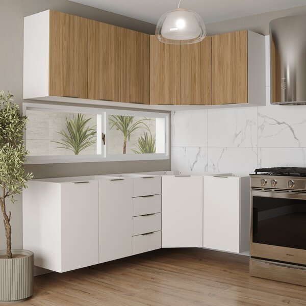 Cozinha Modulada 6 Peças Sem Tampo 3 Aéreos E 3 Balcões Ipane