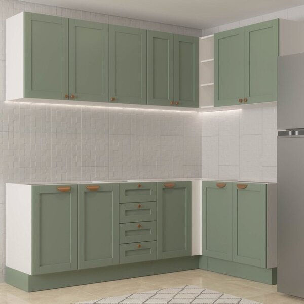 Cozinha Modulada 6 Peças Sem Tampo 3 Armários Aéreos E Nichos