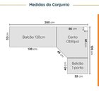 Cozinha Modulada 6 Peças Sem Tampo Com Rodapé 3 Aéreos E 3 Ba