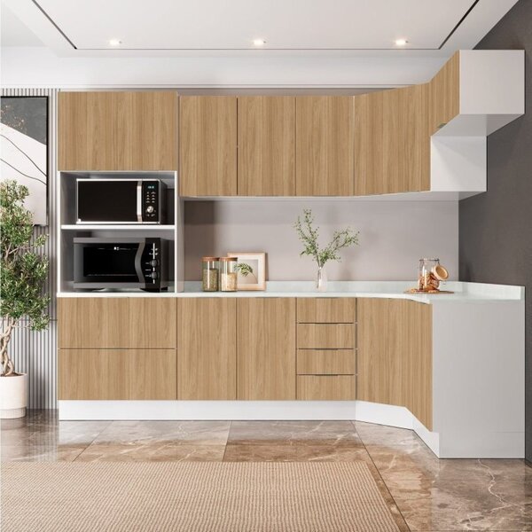 Cozinha Modulada 7 Peças 1 Tampo 3 Aéreos 3 Balcões E Torre Q