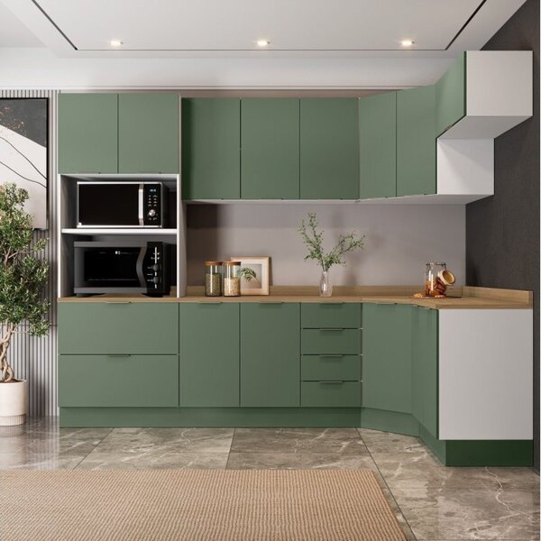 Cozinha Modulada 7 Peças 1 Tampo 3 Aéreos 3 Balcões E Torre Q