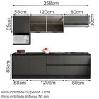 Cozinha Modulada 7 Peças 258cm Etna 4 Pln