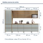 Cozinha Modulada 7 Peças Com 3 Armários Aéreos Ripado 3 Balcõ