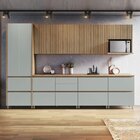 Cozinha Modulada 7 Peças Com 3 Armários Aéreos Ripado 3 Balcõ