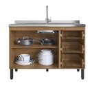 Cozinha Modulada 7 Peças Tampo Aéreo 3 Portas Balcão Paneleir