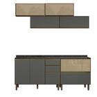 Cozinha Modulada 7 Portas 4 Gavetas Amêndoa Chumbo Koli Shop