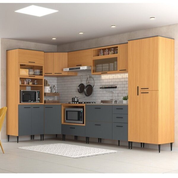 Cozinha Modulada 8 Peças 17 Portas E 2 Gavetas Flora Angelin/