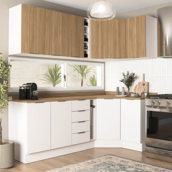 Cozinha Modulada 8 Peças 3 Aéreos 3 Balcões Adega E Toalheiro