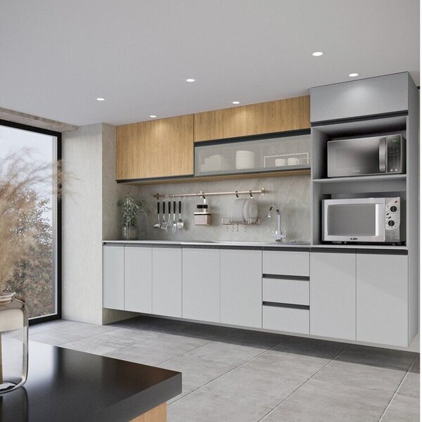 Cozinha Modulada 8 Peças 4 Aéreos 3 Balcões 1 Torre Quente Na