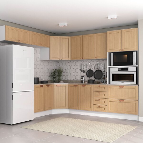 Cozinha Modulada 8 Peças Com Tampo 1 Torre 4 Aéreos 3 Balcões