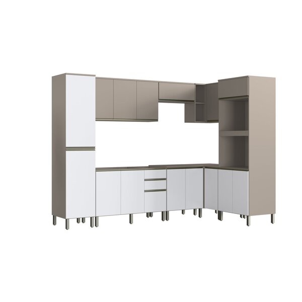 Cozinha Modulada 8 Peças Diamante New Fumê/fumê Branco