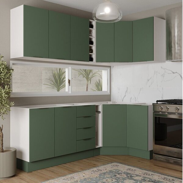 Cozinha Modulada 8 Peças Sem Tampo Com Rodapé 4 Aéreos E 4 Ba