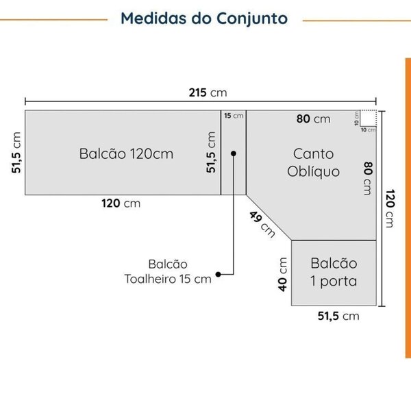 Cozinha Modulada 8 Peças Sem Tampo Ipanema Cabecasa