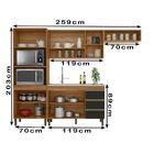 Cozinha Modulada 8 Portas 259cm 5550 Plla