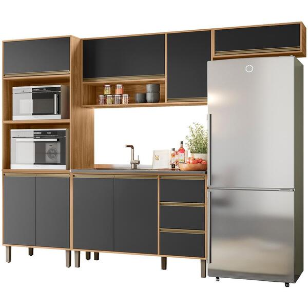 Cozinha Modulada 8 Portas 4 Modulos 259cm Nature Plla