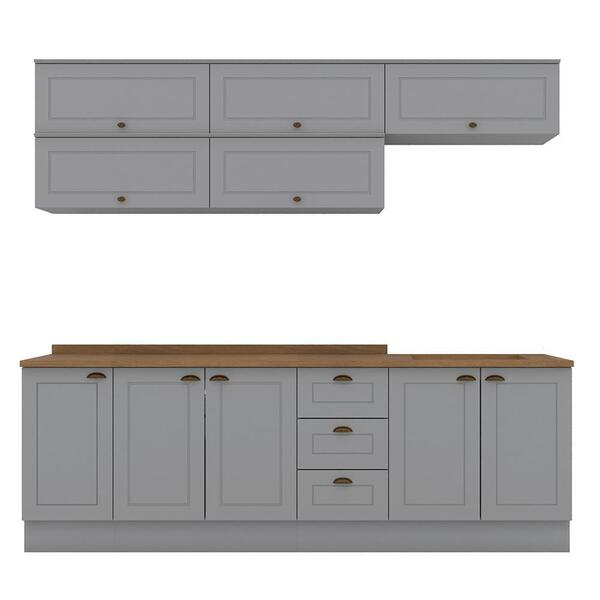 Cozinha Modulada Americana 8 Peças Balcão 120cm Com Tampo - M