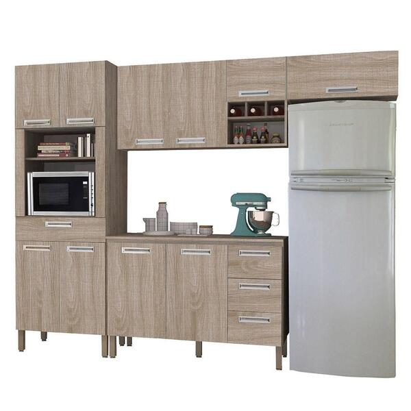 Cozinha Modulada Ametista 5 Módulos Composição 2 Nogal