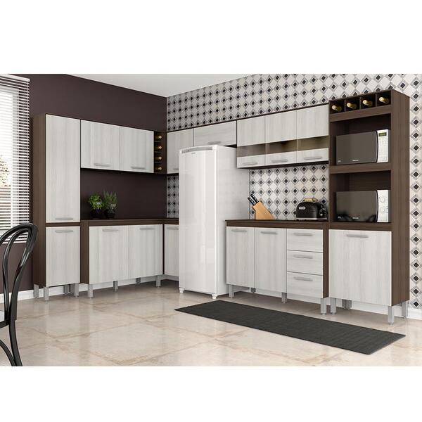 Cozinha Modulada C/balcão 9 Peças Fiorella Ter/ Nat - Moveis