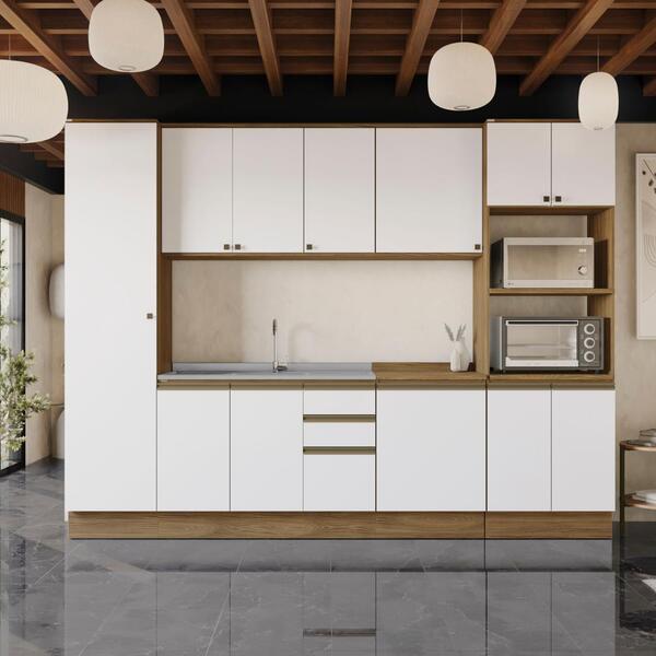 Cozinha Modulada Celeste Kappesberg 100% Mdf Nogueira/branco
